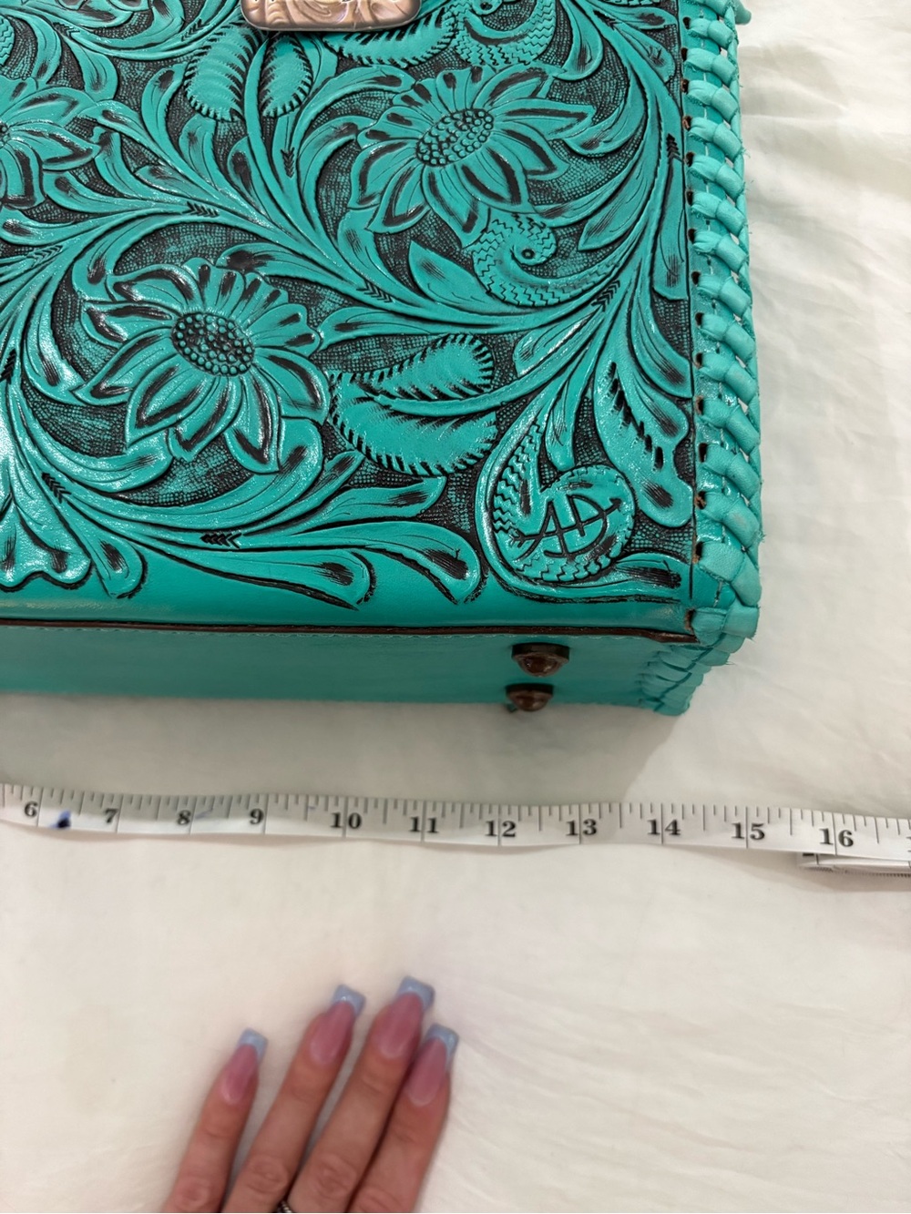 American Darling Turquoise Hand Tooled Leather Conceal Carry bag - Picture 9 of 12